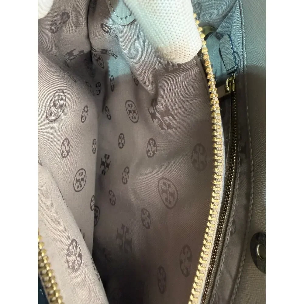 Tory Burch Saffiano Leather Satchel Bag Taupe